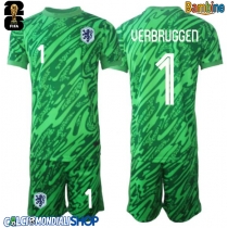 Maglie da calcio Paesi Bassi Bart Verbruggen #1 Portiere Seconda Maglia Bambino Mondiali 2026  Manica Corta + Pantaloni corti)